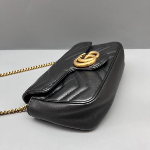 Gucci Chevron Super Mini GG Marmont Calfskin Black