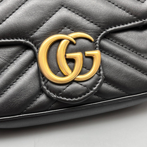 Gucci Chevron Super Mini GG Marmont Calfskin Black