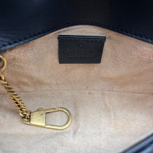 Gucci Chevron Super Mini GG Marmont Calfskin Black