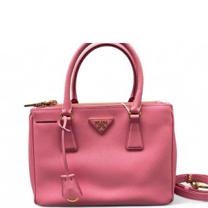 Prada Small Galleria Double Zip Tote Saffiano Calfskin Pink