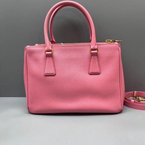 Prada Small Galleria Double Zip Tote Saffiano Calfskin Pink