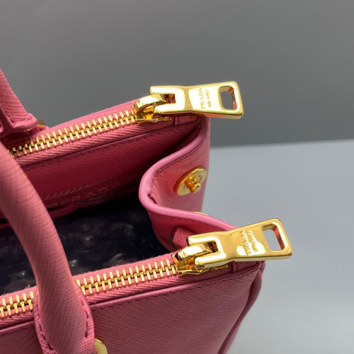 Prada Small Galleria Double Zip Tote Saffiano Calfskin Pink