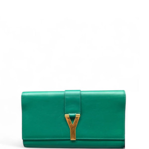 Yves Saint Laurent Clutch Calfskin Green