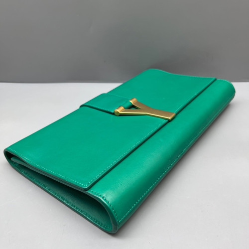 Yves Saint Laurent Clutch Calfskin Green
