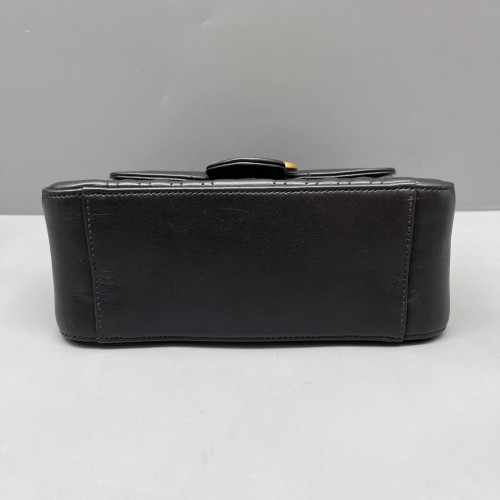 Gucci Mini GG Marmont Top Handle Shoulder Bag Calfskin Black