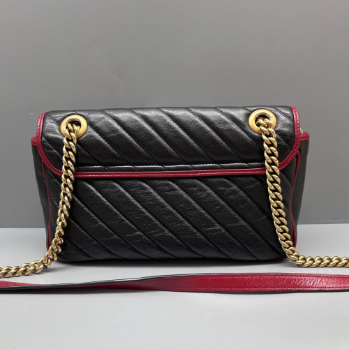 Gucci Matelasse Small GG Marmont Calfskin Black Red
