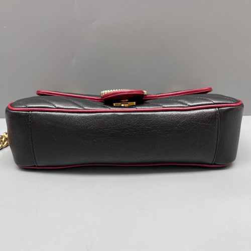 Gucci Matelasse Small GG Marmont Calfskin Black Red