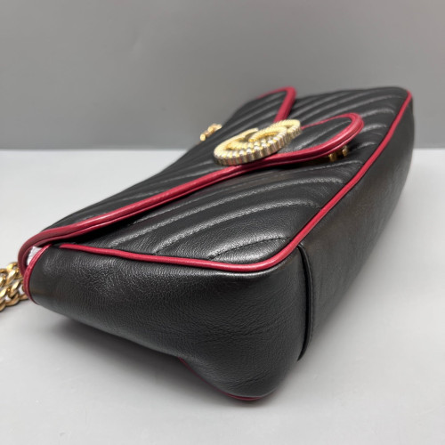 Gucci Matelasse Small GG Marmont Calfskin Black Red