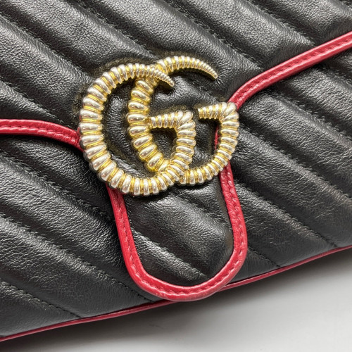 Gucci Matelasse Small GG Marmont Calfskin Black Red