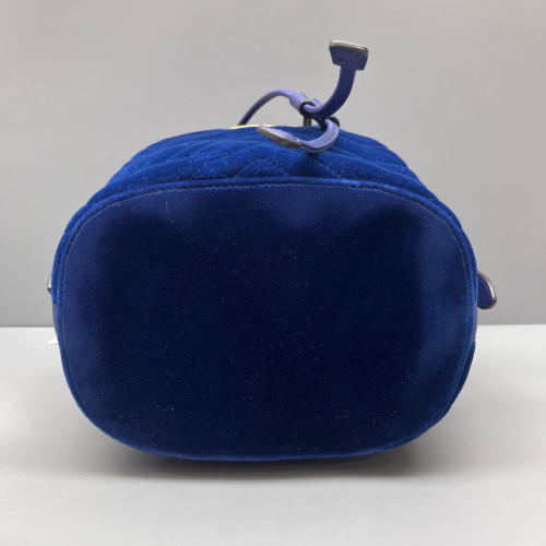 Gucci Chevron GG Marmont Bucket Bag Velvet Blue