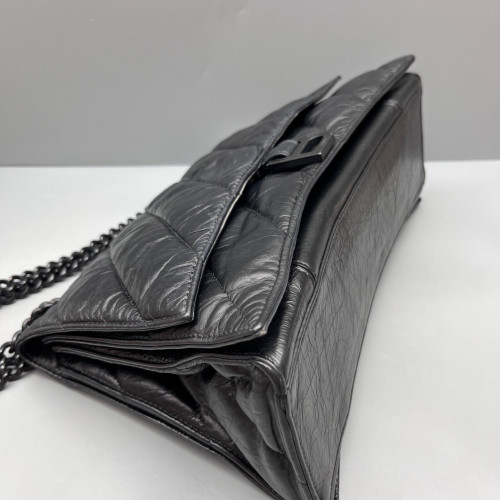 Balenciaga Medium Crush Chain Shoulder Bag Calfskin Black