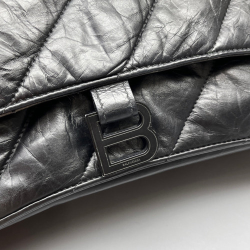Balenciaga Medium Crush Chain Shoulder Bag Calfskin Black