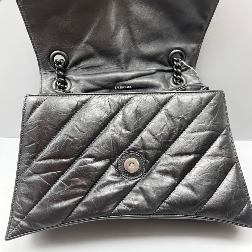 Balenciaga Medium Crush Chain Shoulder Bag Calfskin Black