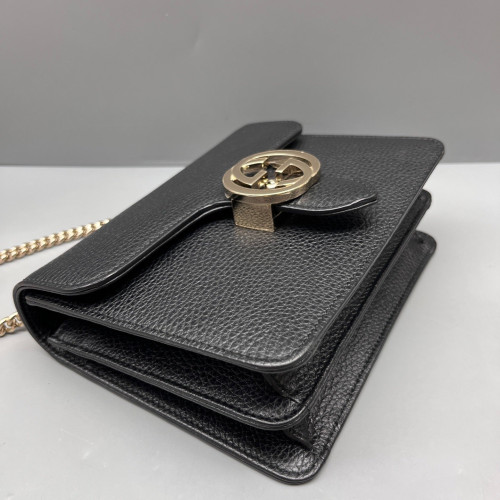 Gucci Small Interlocking G Shoulder Bag Grained Calfskin Black Gucci Small Interlocking G Shoulder Bag Grained Calfskin Black
