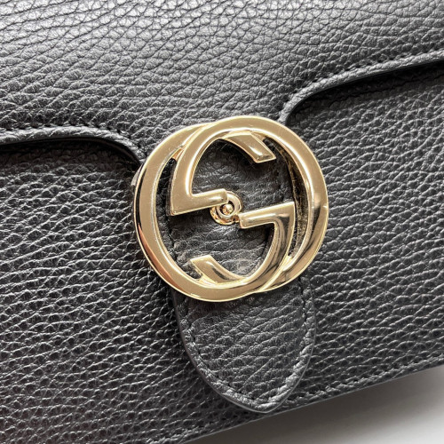 Gucci Small Interlocking G Shoulder Bag Grained Calfskin Black Gucci Small Interlocking G Shoulder Bag Grained Calfskin Black