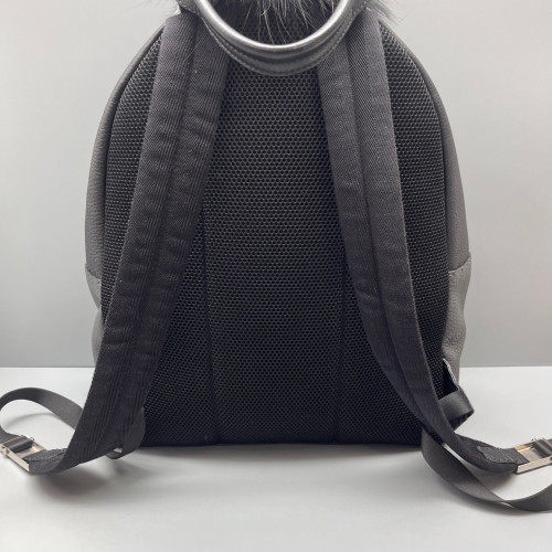 Fendi Monster Eyes Medium Backpack Grained Calfskin Grey