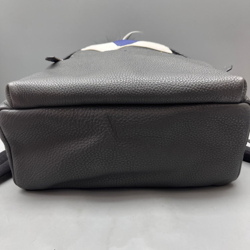 Fendi Monster Eyes Medium Backpack Grained Calfskin Grey
