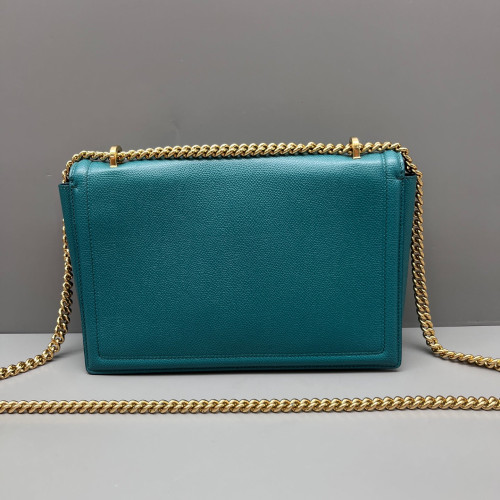 Salvatore Ferragamo Vara Bow Crossbody Bag Grained Calfskin Blue