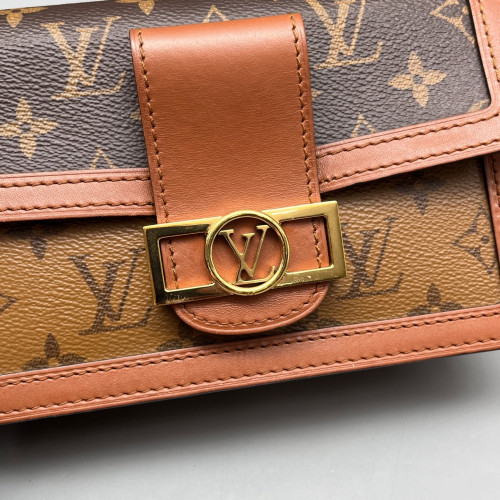 Louis Vuitton Dauphine Chain Wallet Reverse Monogram Brown Louis Vuitton Dauphine Chain Wallet Reverse Monogram Brown