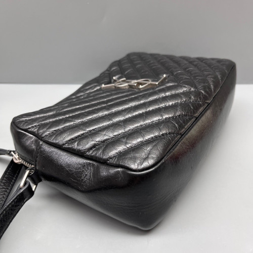 Yves Saint Laurent Tassel Camera Case Pull Up Leather Black