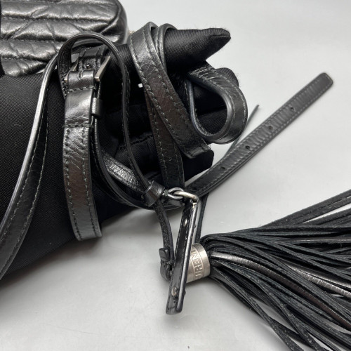 Yves Saint Laurent Tassel Camera Case Pull Up Leather Black