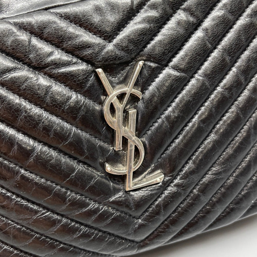 Yves Saint Laurent Tassel Camera Case Pull Up Leather Black