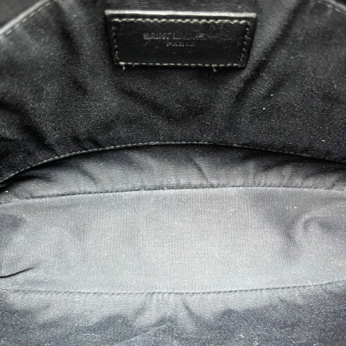 Yves Saint Laurent Tassel Camera Case Pull Up Leather Black