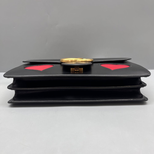 Gucci Heart Small GG Marmont Calfskin Black Red Gucci Heart Small GG Marmont Calfskin Black Red