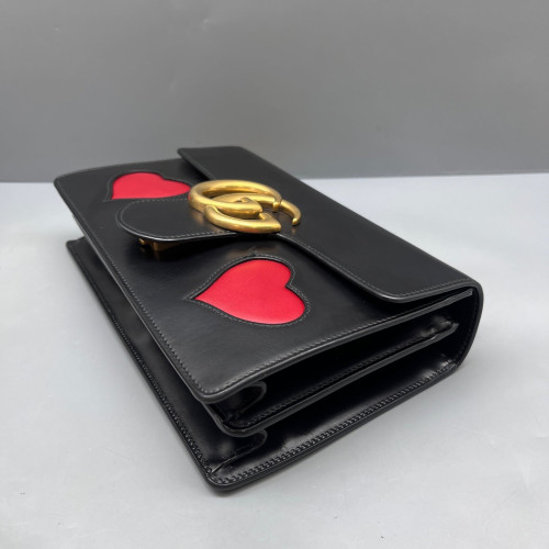 Gucci Heart Small GG Marmont Calfskin Black Red Gucci Heart Small GG Marmont Calfskin Black Red