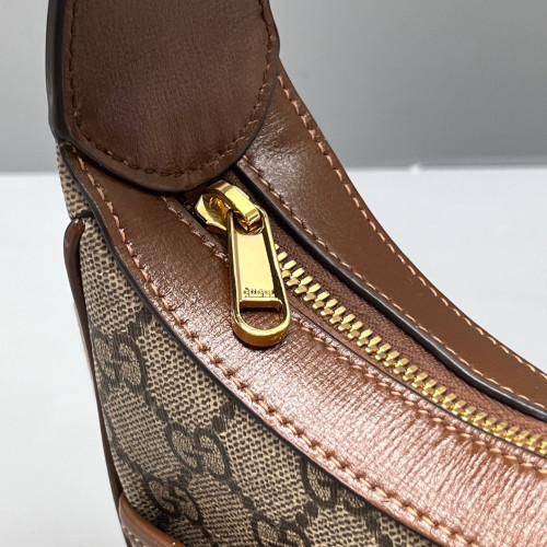 Gucci Mini Ophidia Half Moon Hobo GG Monogram Beige Brown
