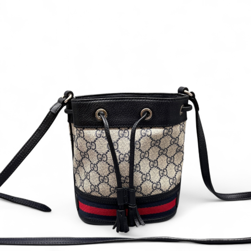 Gucci Blondie Mini Bucket Bag GG Monogram Beige Black Red