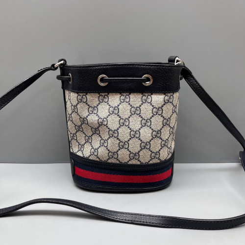 Gucci Blondie Mini Bucket Bag GG Monogram Beige Black Red
