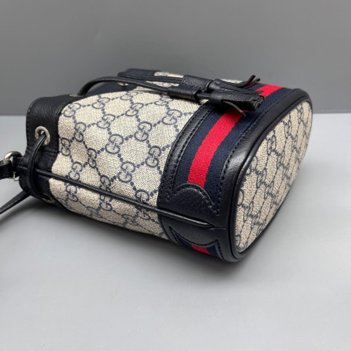 Gucci Blondie Mini Bucket Bag GG Monogram Beige Black Red