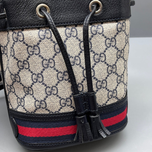Gucci Blondie Mini Bucket Bag GG Monogram Beige Black Red