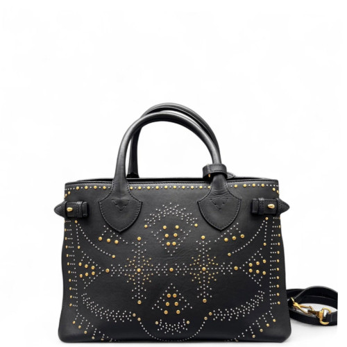 Burberry Studded Medium Banner Tote Calfskin Black