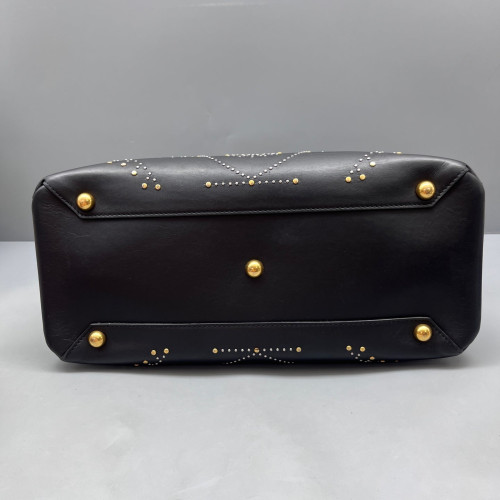 Burberry Studded Medium Banner Tote Calfskin Black
