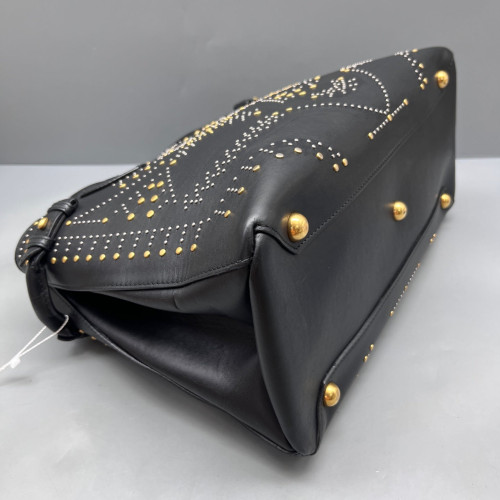 Burberry Studded Medium Banner Tote Calfskin Black
