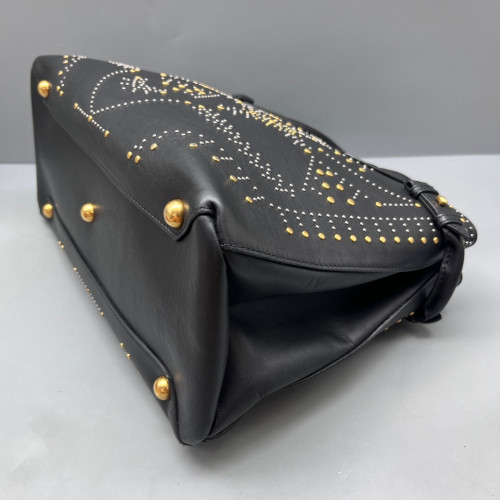 Burberry Studded Medium Banner Tote Calfskin Black