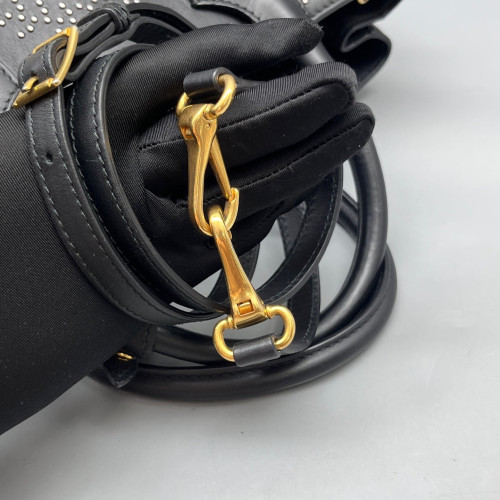 Burberry Studded Medium Banner Tote Calfskin Black