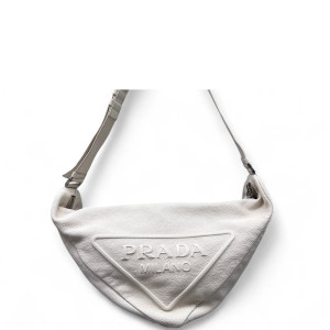 Prada Triangle Bag Grained Calfskin White