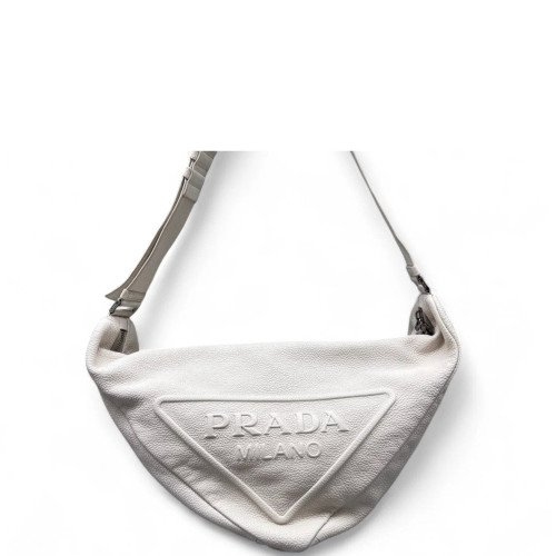 Prada Triangle Bag Grained Calfskin White