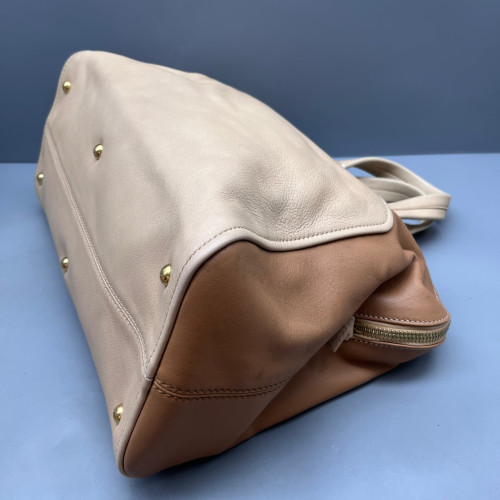 Fendi Two-Way Bag Calfskin Beige Brown Fendi Two-Way Bag Calfskin Beige Brown