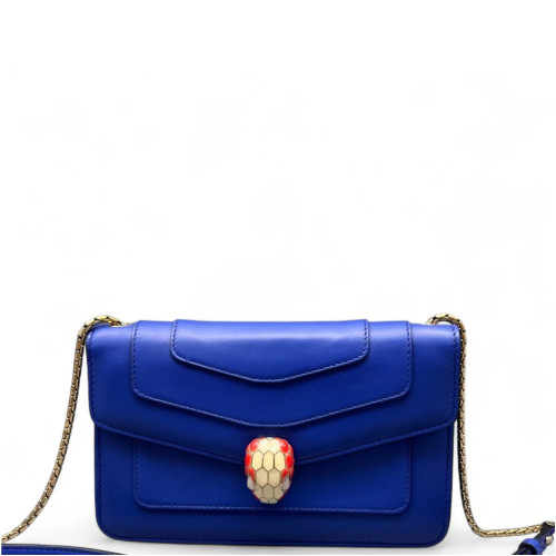 Bvlgari Medium Serpenti Forever Shoulder Bag Smooth Calfskin Blue