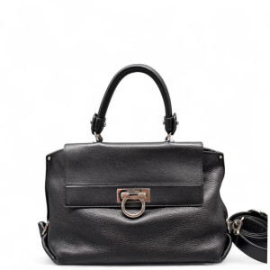 Salvatore Ferragamo Two-Way Bag Grained Calfskin Black