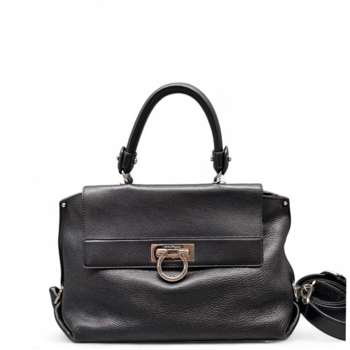 Salvatore Ferragamo Two-Way Bag Grained Calfskin Black