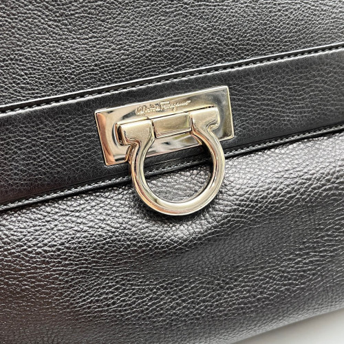Salvatore Ferragamo Two-Way Bag Grained Calfskin Black