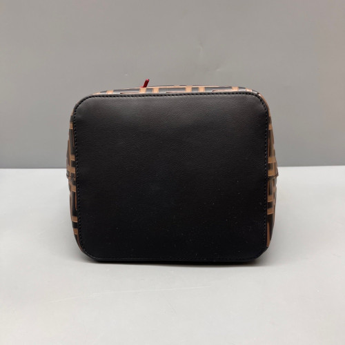 Fendi Small Mon Tresor Bucket Embossed FF Calfskin Brown Black Red