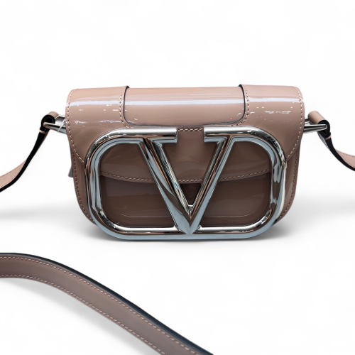 Valentino Flap Bag Patent Calfskin Natural Tan