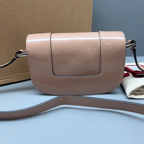 Valentino Flap Bag Patent Calfskin Natural Tan