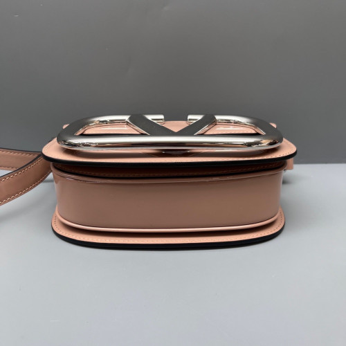 Valentino Flap Bag Patent Calfskin Natural Tan